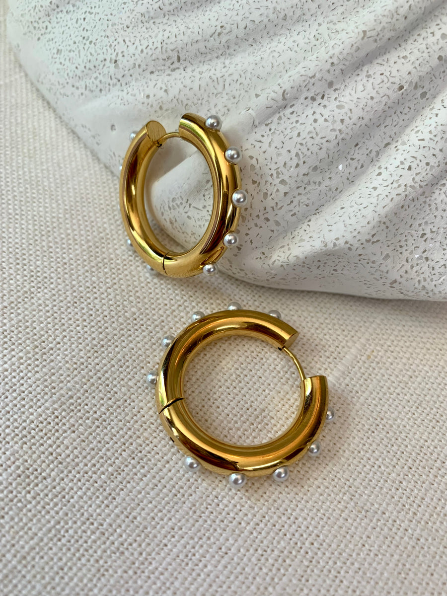 Incrusted Pearl Hoops