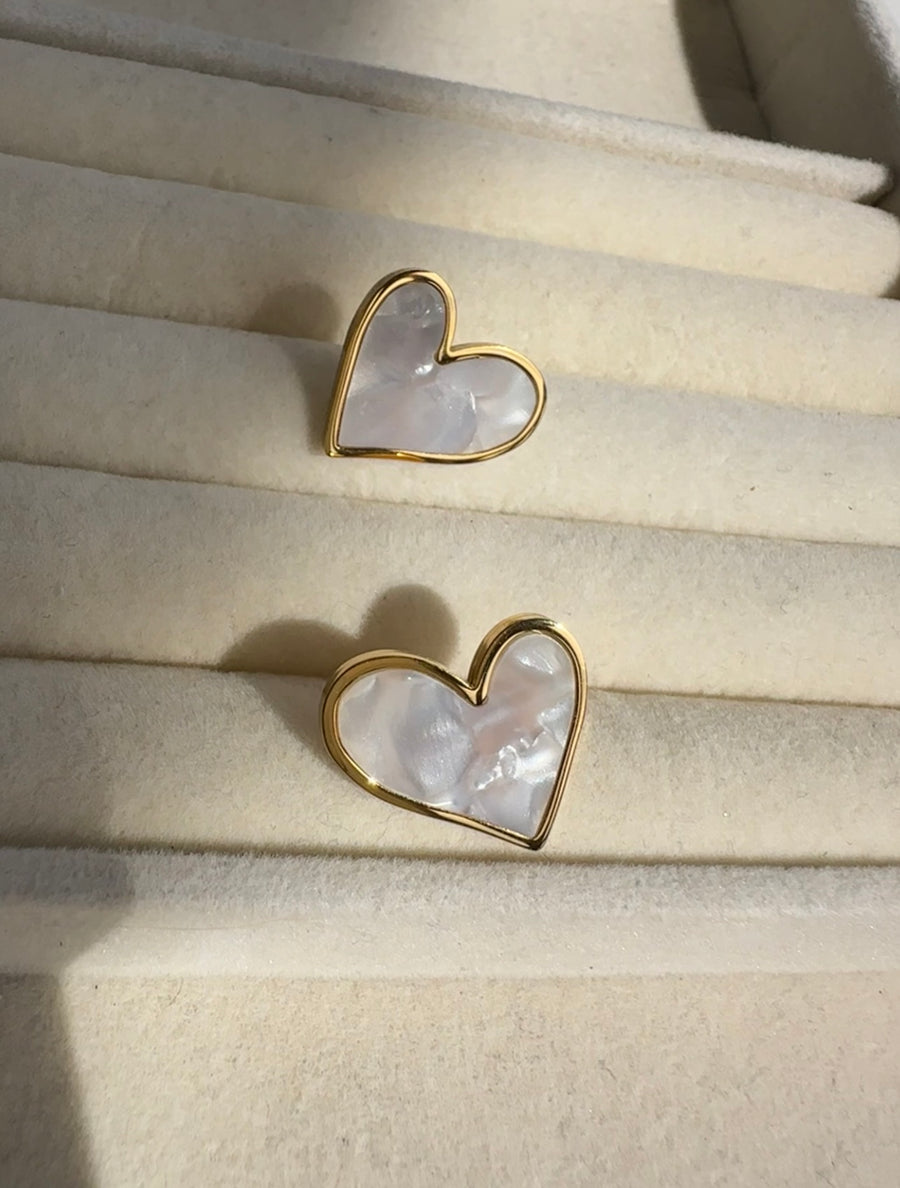 Mother Pearl Heart Earrings