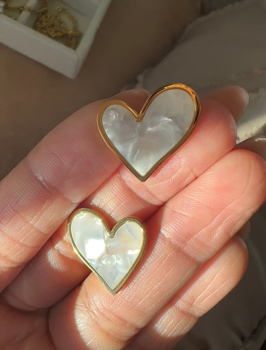 Mother Pearl Heart Earrings